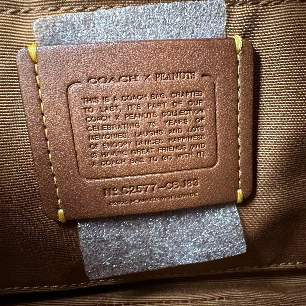Coach X Peanuts Teri Shoulder Bag With Charlie Brown In Leather/Hay CBJ83 NWT - Picture 9 of 9